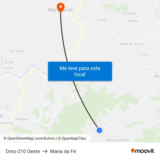 Dmo-210 Oeste to Maria da Fé map