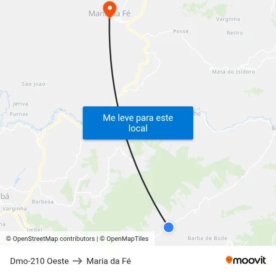 Dmo-210 Oeste to Maria da Fé map