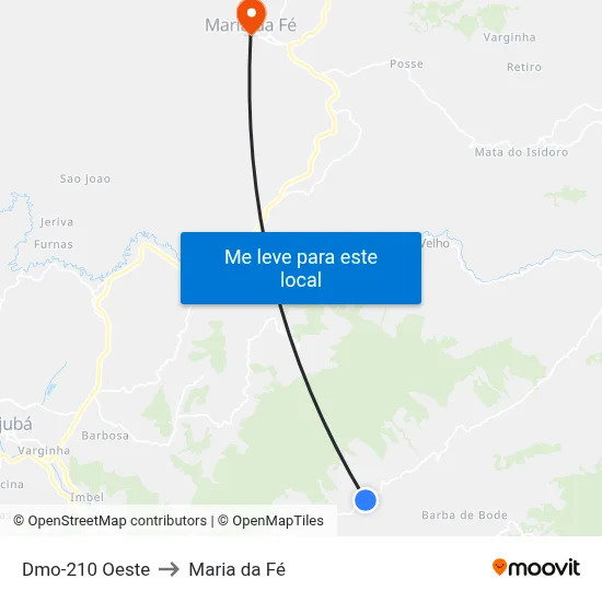 Dmo-210 Oeste to Maria da Fé map