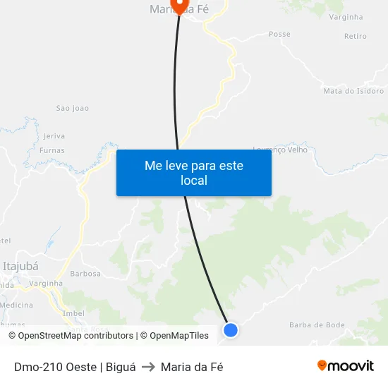 Dmo-210 Oeste | Biguá to Maria da Fé map