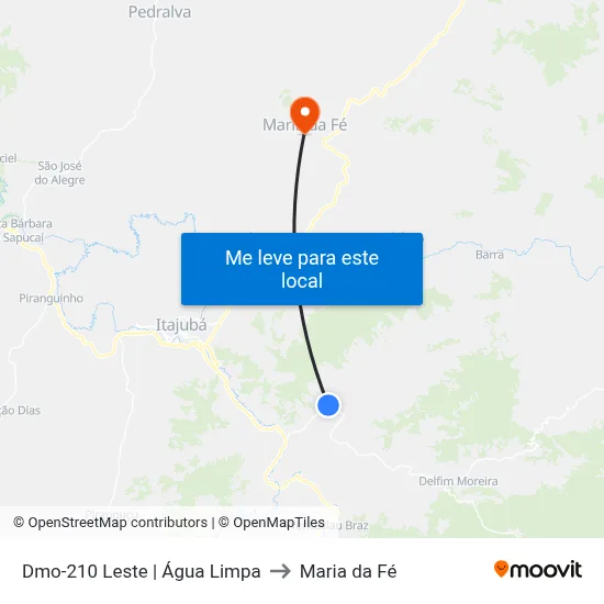 Dmo-210 Leste | Água Limpa to Maria da Fé map
