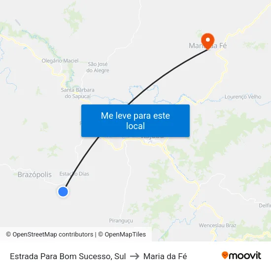 Estrada Para Bom Sucesso, Sul to Maria da Fé map