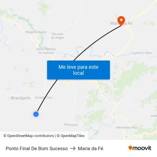 Ponto Final De Bom Sucesso to Maria da Fé map