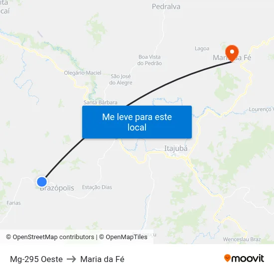 Mg-295 Oeste to Maria da Fé map