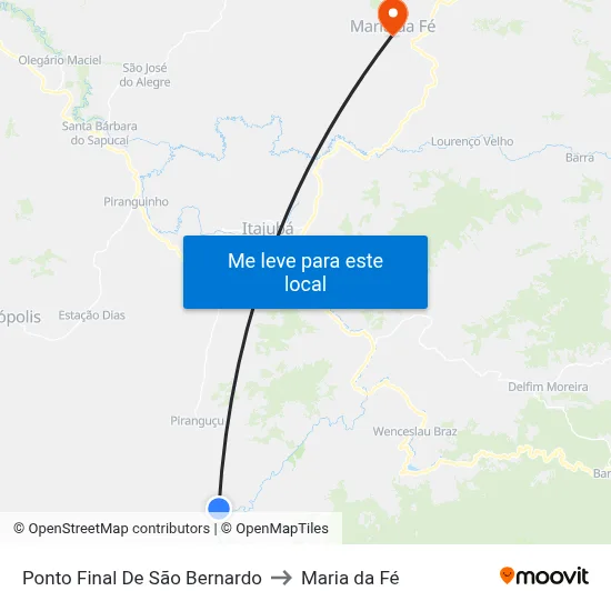 Ponto Final De São Bernardo to Maria da Fé map