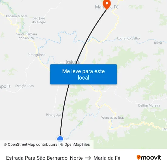 Estrada Para São Bernardo, Norte to Maria da Fé map