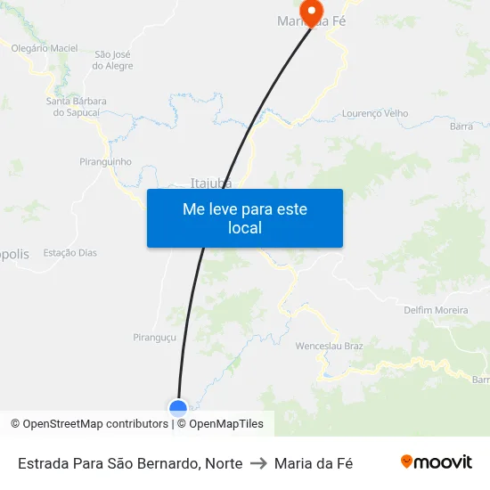 Estrada Para São Bernardo, Norte to Maria da Fé map