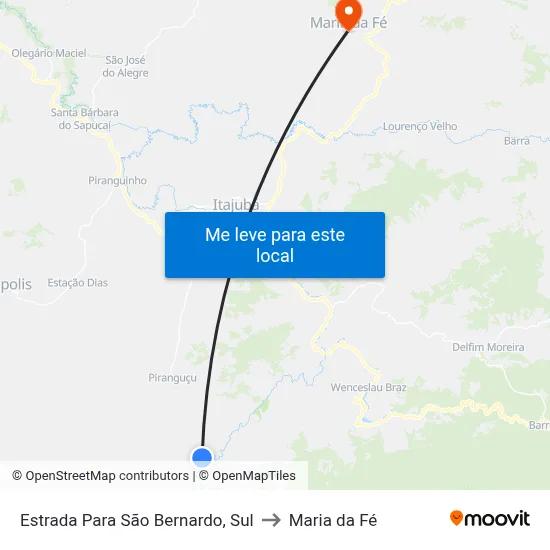 Estrada Para São Bernardo, Sul to Maria da Fé map