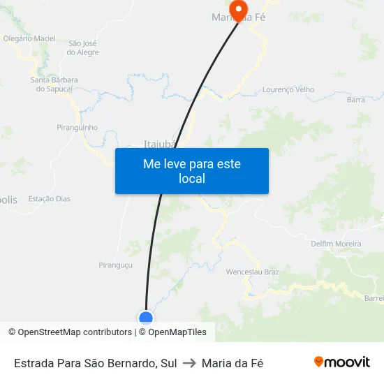 Estrada Para São Bernardo, Sul to Maria da Fé map