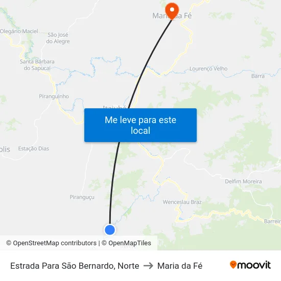 Estrada Para São Bernardo, Norte to Maria da Fé map