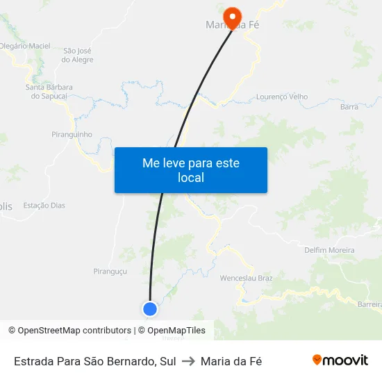 Estrada Para São Bernardo, Sul to Maria da Fé map