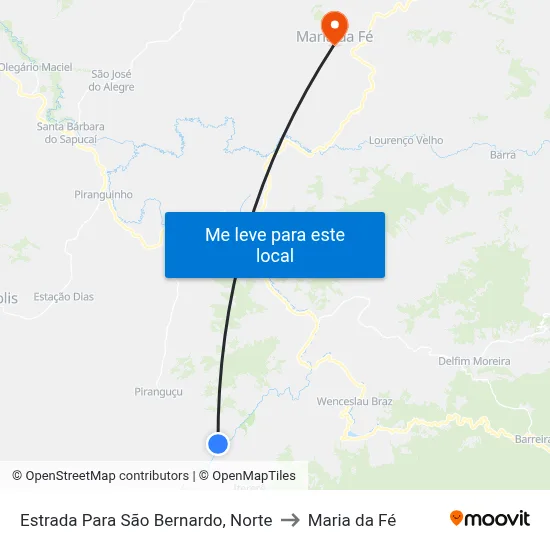 Estrada Para São Bernardo, Norte to Maria da Fé map