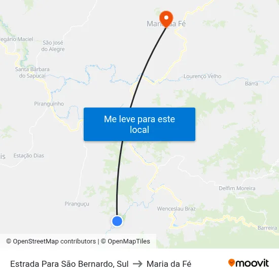 Estrada Para São Bernardo, Sul to Maria da Fé map