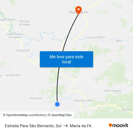 Estrada Para São Bernardo, Sul to Maria da Fé map