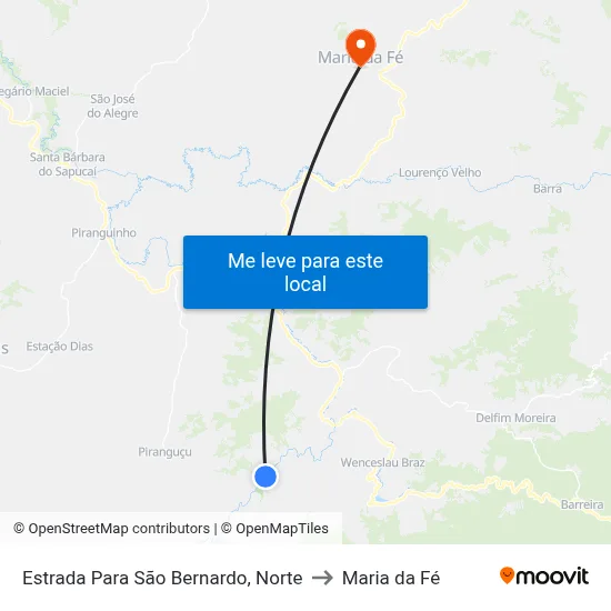 Estrada Para São Bernardo, Norte to Maria da Fé map