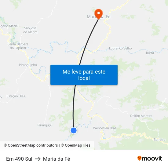 Em-490 Sul to Maria da Fé map