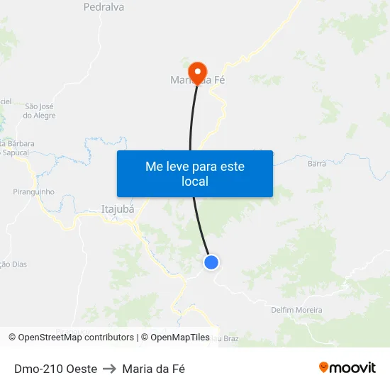 Dmo-210 Oeste to Maria da Fé map