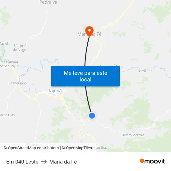 Em-040 Leste to Maria da Fé map