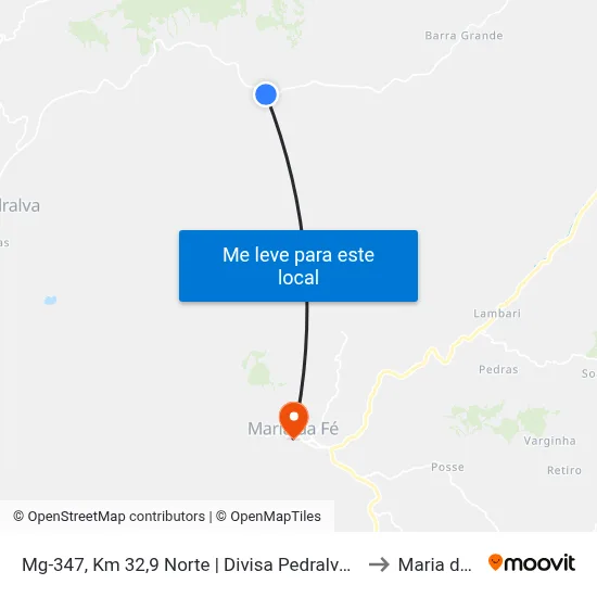 Mg-347, Km 32,9 Norte | Divisa Pedralva/Cristina to Maria da Fé map