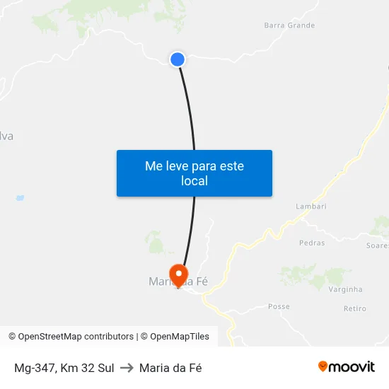 Mg-347, Km 32 Sul to Maria da Fé map