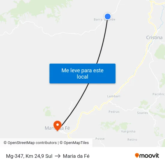 Mg-347, Km 24,9 Sul to Maria da Fé map