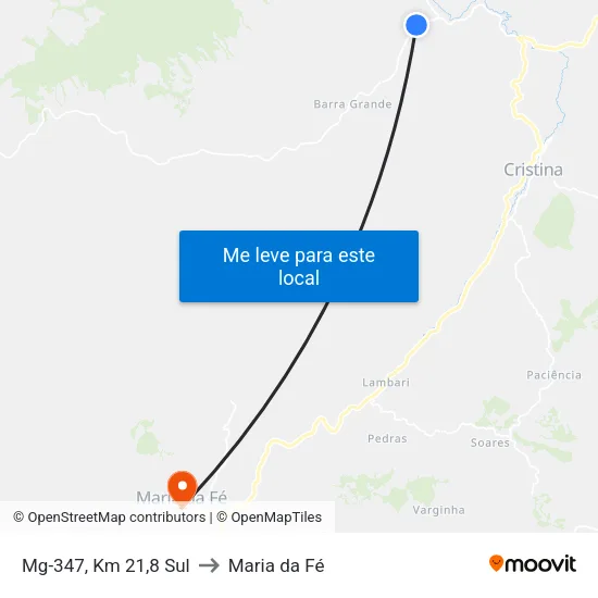Mg-347, Km 21,8 Sul to Maria da Fé map