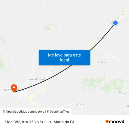 Mgc-383, Km 353,6 Sul to Maria da Fé map