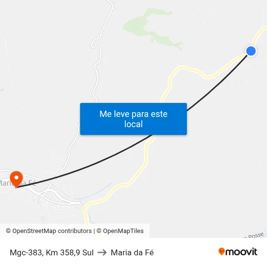 Mgc-383, Km 358,9 Sul to Maria da Fé map