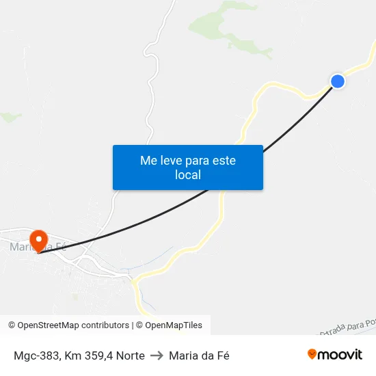 Mgc-383, Km 359,4 Norte to Maria da Fé map