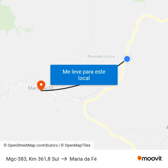 Mgc-383, Km 361,8 Sul to Maria da Fé map