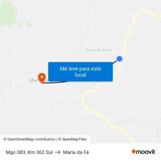 Mgc-383, Km 362 Sul to Maria da Fé map