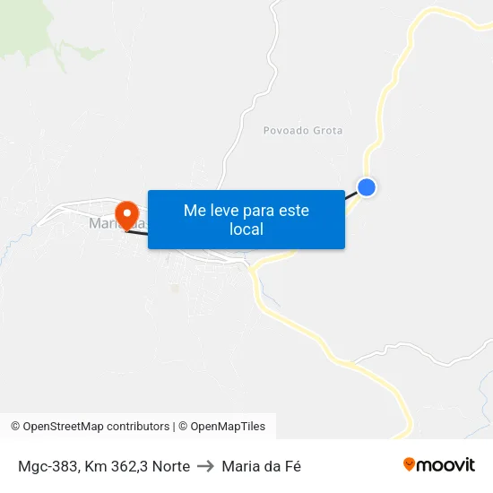 Mgc-383, Km 362,3 Norte to Maria da Fé map