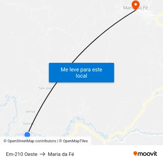 Em-210 Oeste to Maria da Fé map