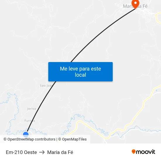Em-210 Oeste to Maria da Fé map
