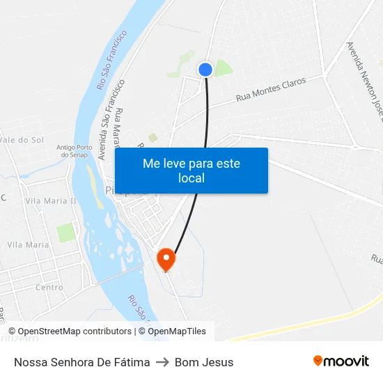 Nossa Senhora De Fátima to Bom Jesus map