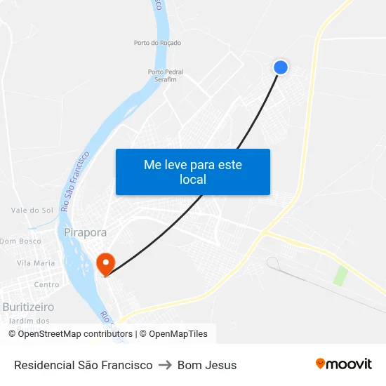 Residencial São Francisco to Bom Jesus map