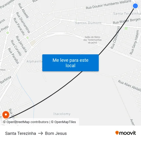Santa Terezinha to Bom Jesus map