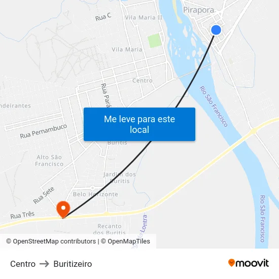 Centro to Buritizeiro map