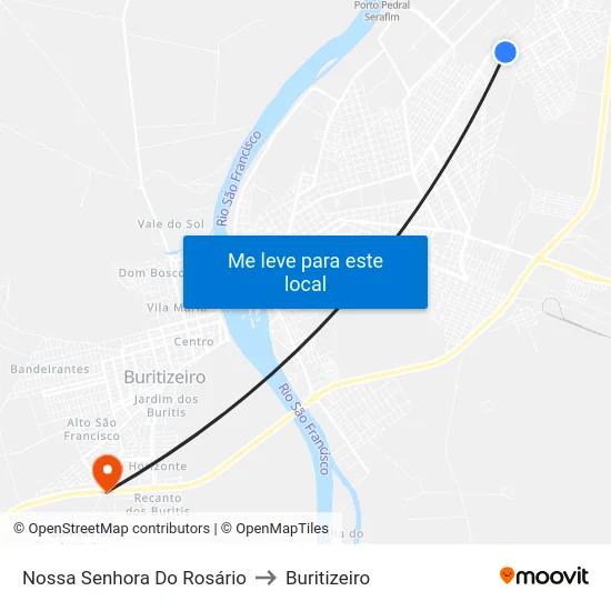 Nossa Senhora Do Rosário to Buritizeiro map