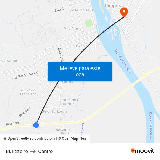 Buritizeiro to Centro map