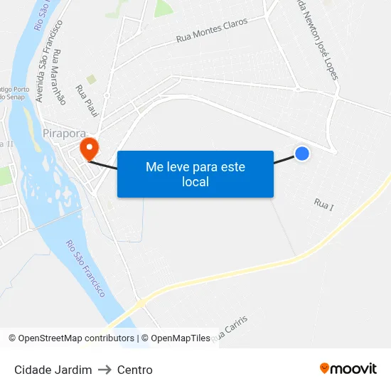 Cidade Jardim to Centro map
