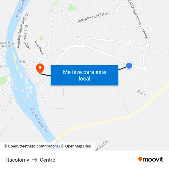 Itacolomy to Centro map