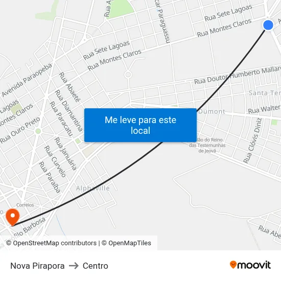 Nova Pirapora to Centro map