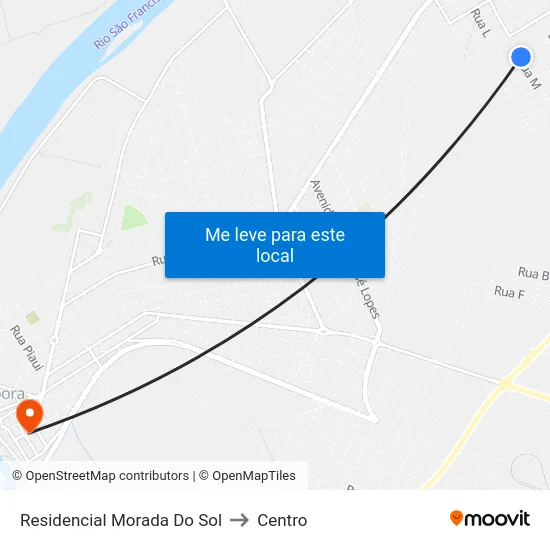 Residencial Morada Do Sol to Centro map