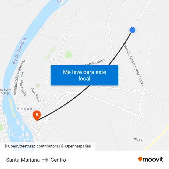 Santa Mariana to Centro map