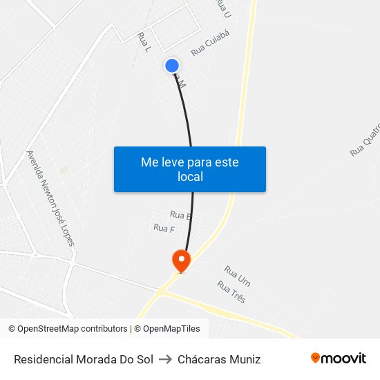 Residencial Morada Do Sol to Chácaras Muniz map