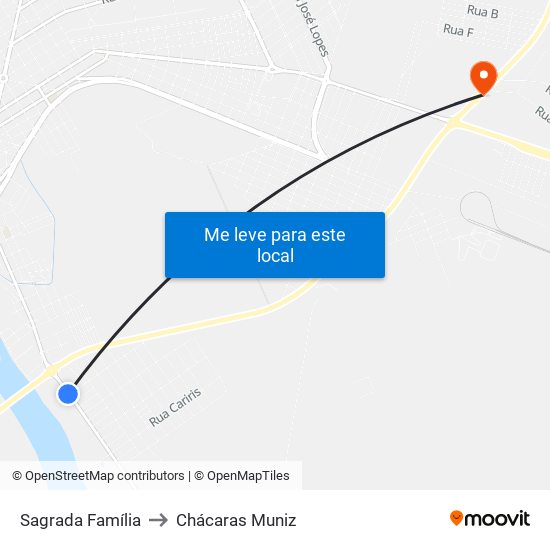Sagrada Família to Chácaras Muniz map