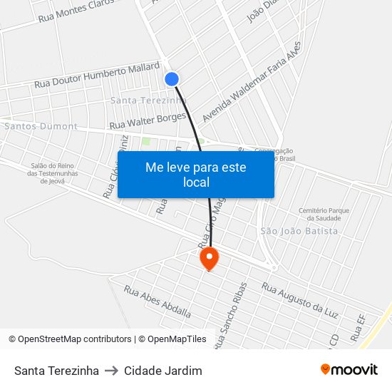 Santa Terezinha to Cidade Jardim map