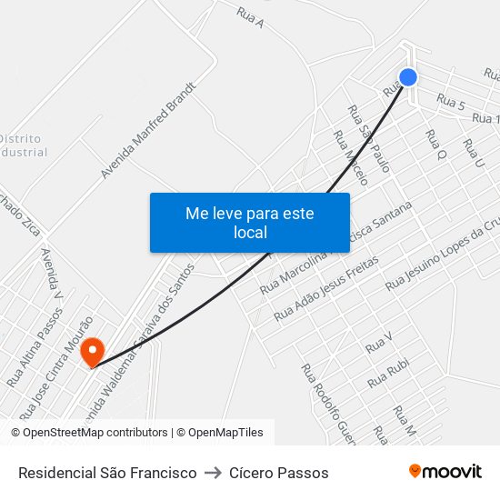 Residencial São Francisco to Cícero Passos map