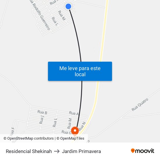 Residencial Shekinah to Jardim Primavera map